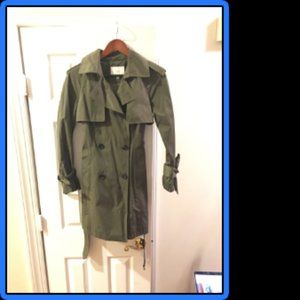 ✨Lucky Brand Olive Green Double-Breasted Trench Coat with Tie Waist Size XS✨